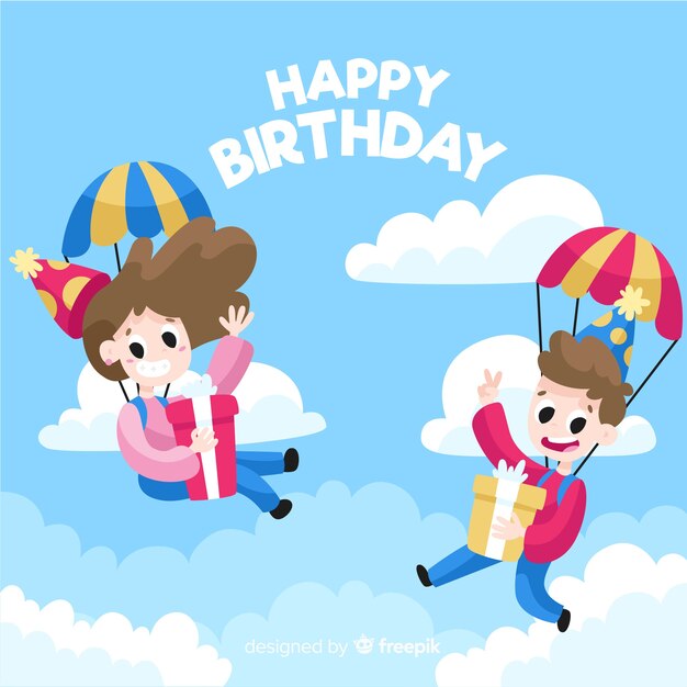 Flat design happy birthday background