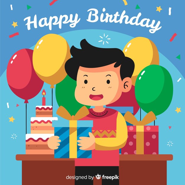 Flat design happy birthday background