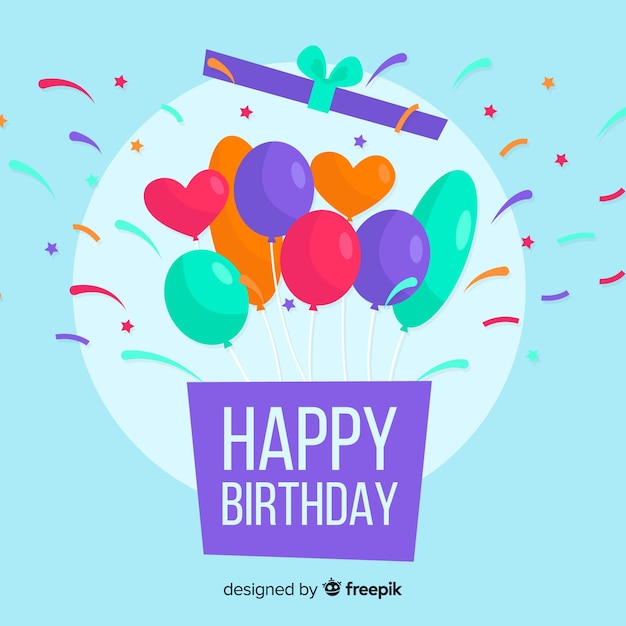 Flat design happy birthday background