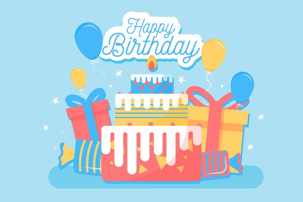 Flat design happy birthday background