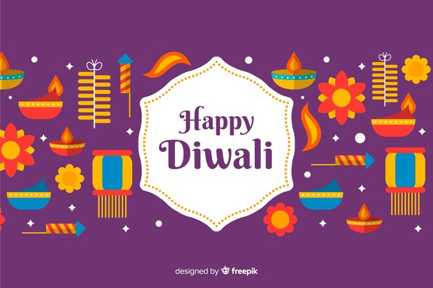 Flat design happy diwali background