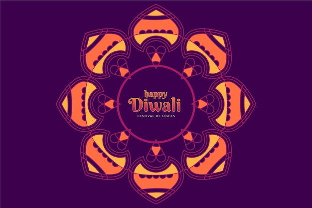 Free Vector flat design happy diwali festive flower in purple tones