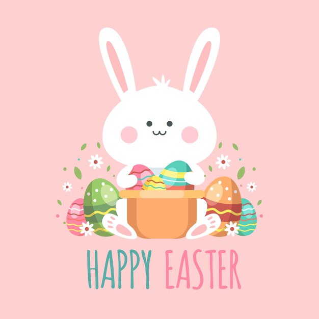 Flat design happy easter day concept