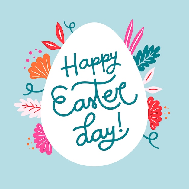 Flat design happy easter day theme