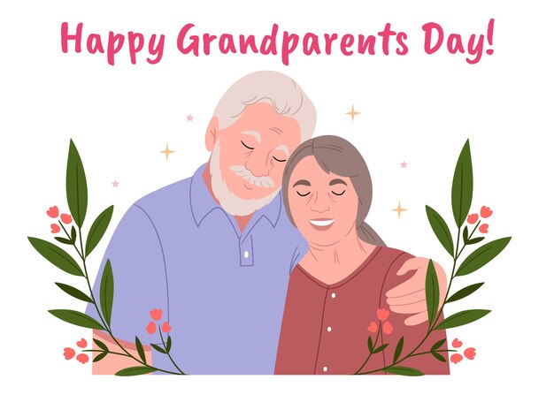 Flat design happy grandparents background