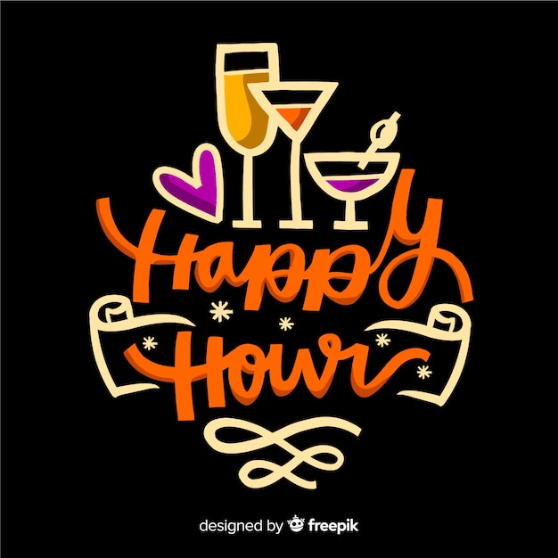 Free Vector flat design of happy hour lettering