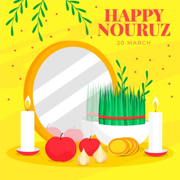 Flat design happy nowruz celebrating