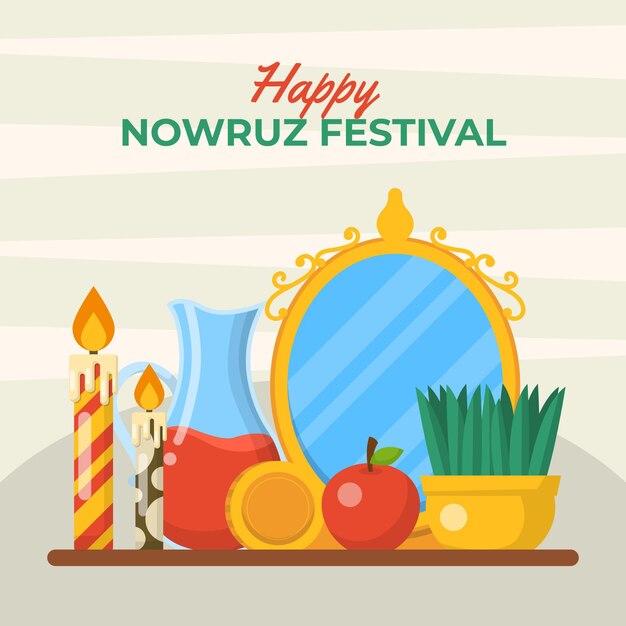 Flat design happy nowruz iranian event