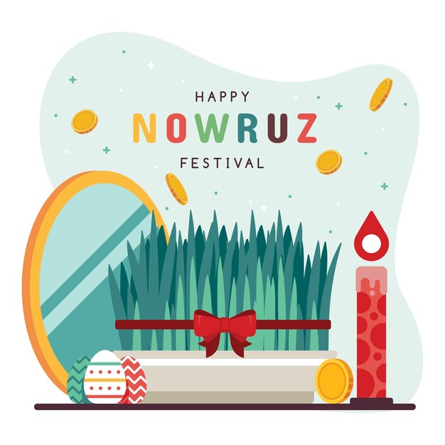 Flat design happy nowruz theme