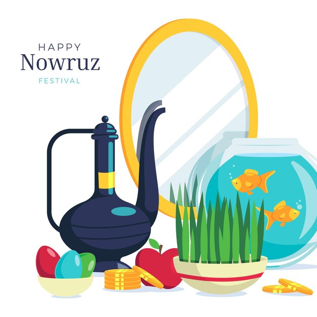 Flat design happy nowruz