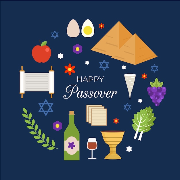 Free vector flat design happy passover concept