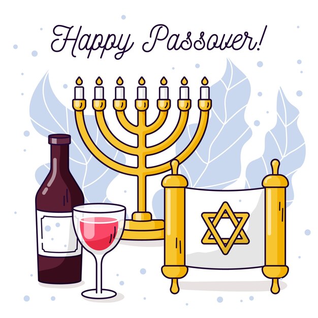 Flat design happy passover festival