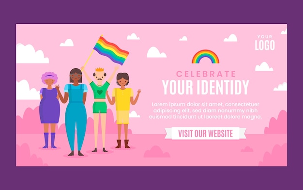 Flat design happy pride month facebook post template