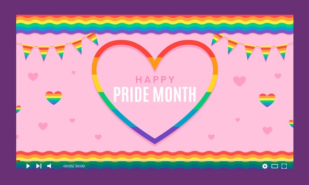 Flat design happy pride month youtube thumbnail