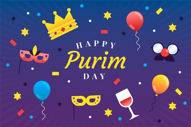 Flat design happy purim day