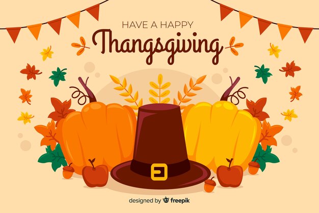 Flat design of happy thanksgiving background