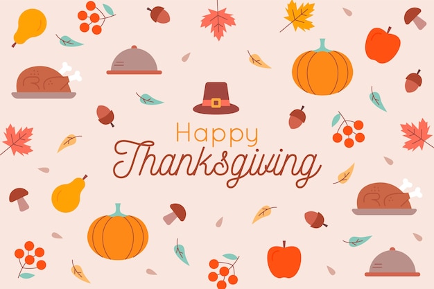 Flat design happy thanksgiving wallpaper