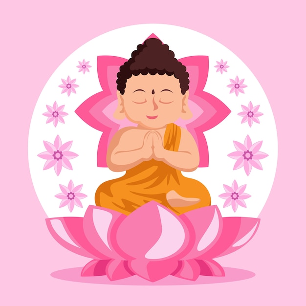 Free Vector flat design happy vesak event