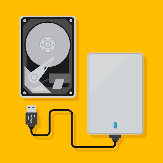 Flat design hard drive illustration