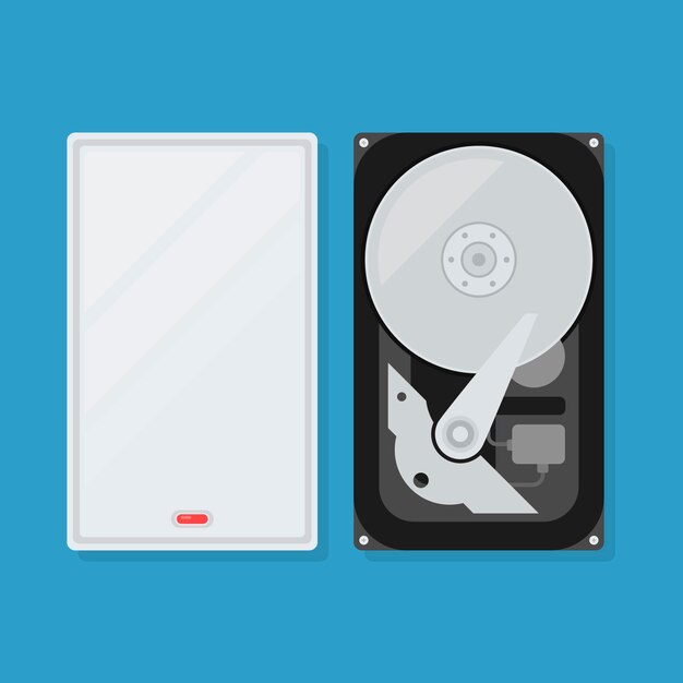 Flat design hard drive illustration