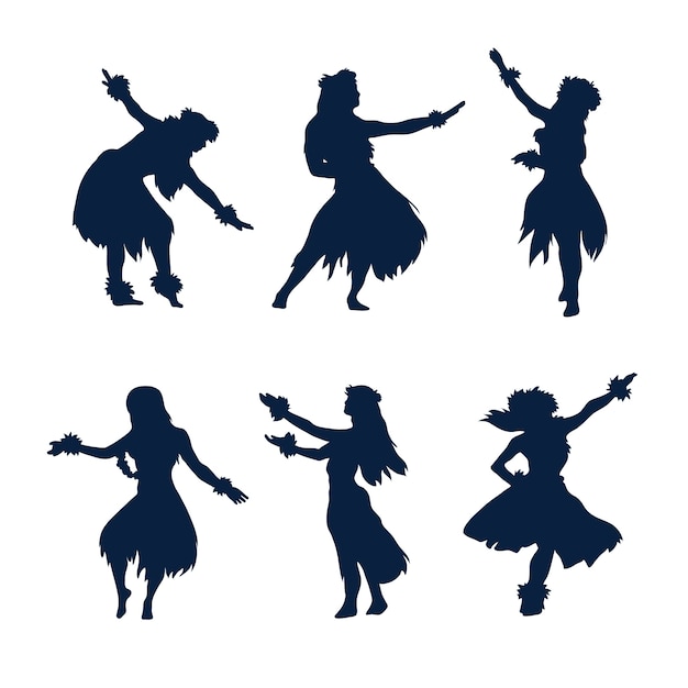 Flat design  hawaiian girl silhouette