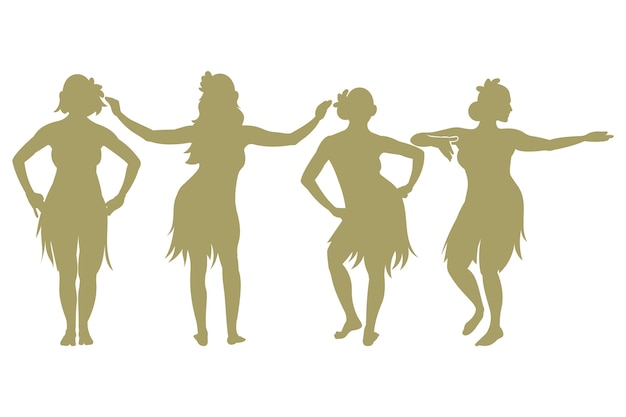 Free vector flat design  hawaiian girl silhouette