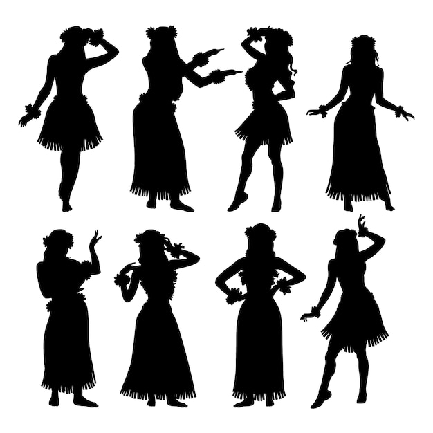 Flat design  hawaiian girl silhouette