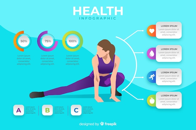 Flat design health infographic template