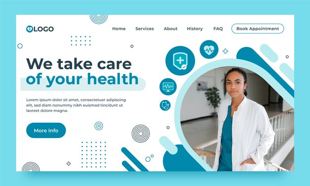 Flat design healthcare landing page template