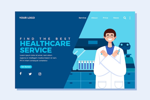 Flat design healthcare service landing page