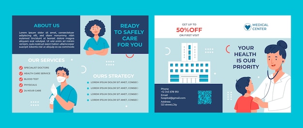 Flat design healthcare system brochure