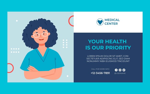 Flat design healthcare system  facebook template