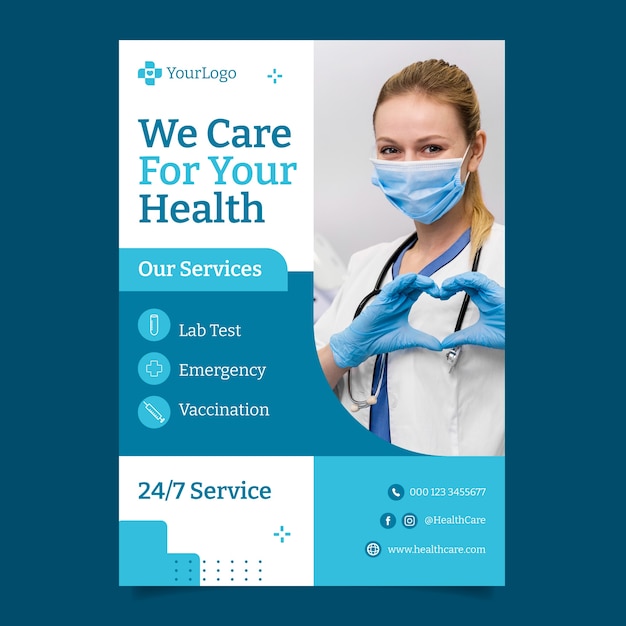 Free Vector flat design healthcare system poster