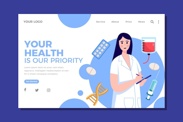 Free Vector flat design healthcare web template