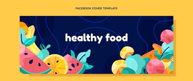 Flat design healthy food facebook cover