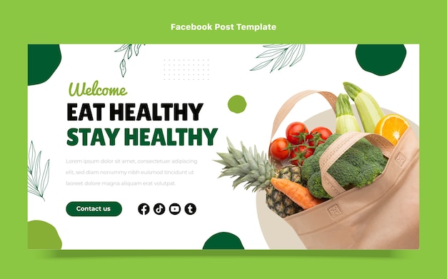 Flat design healthy food facebook post