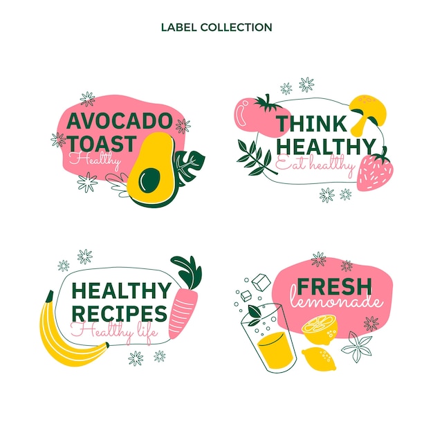 Free Vector flat design healthy food labels