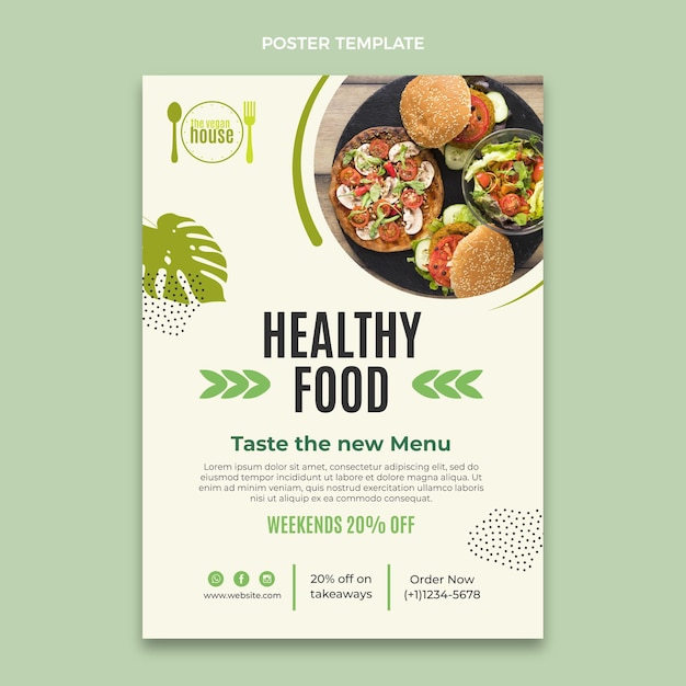 Flat design healthy food poster