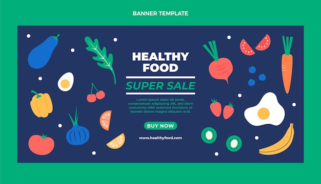 Flat design healthy food sale background