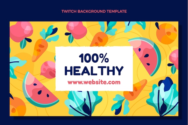 Flat design healthy food twitch background