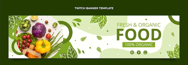 Flat design healthy food twitch banner