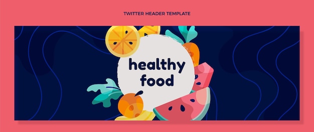 Flat design healthy food twitter header