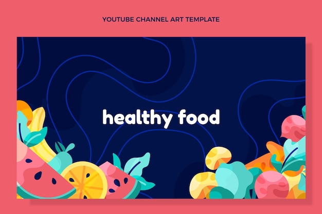 Free Vector flat design healthy food youtube channel