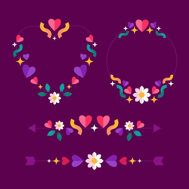 Free Vector flat design hearts border and frame