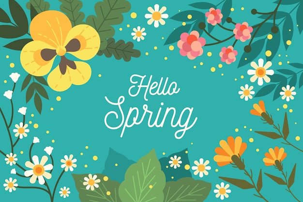 Free vector flat design hello spring background