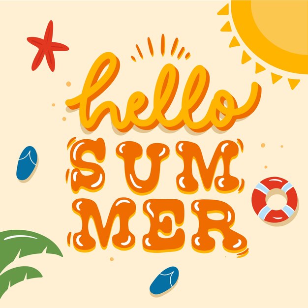 Flat design hello summer concept