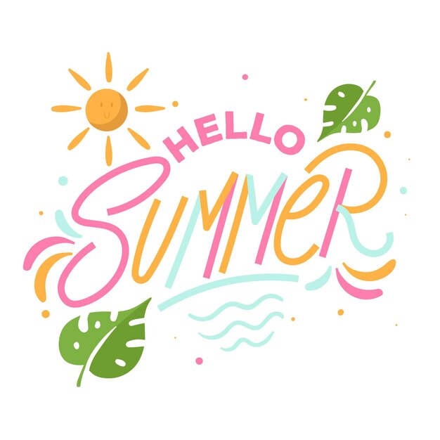 Flat design hello summer concept