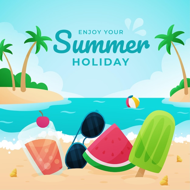 Flat design hello summer concept