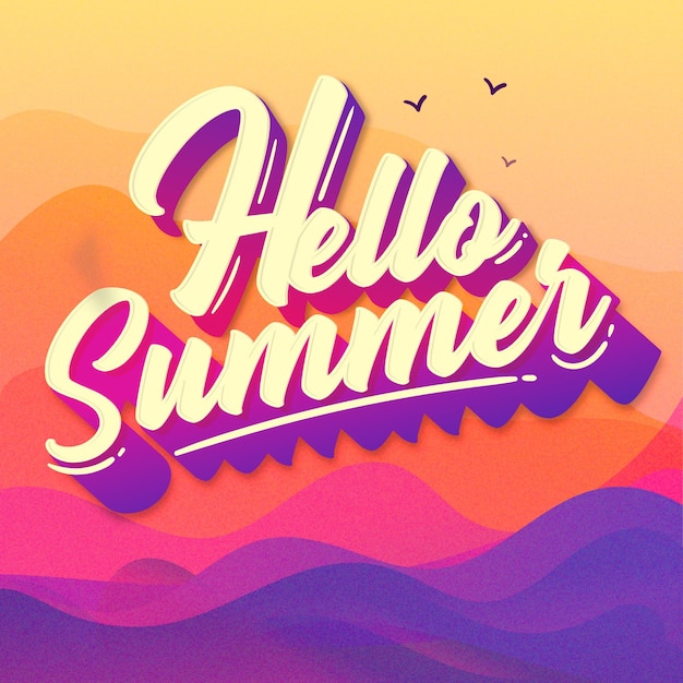 Flat design hello summer concept