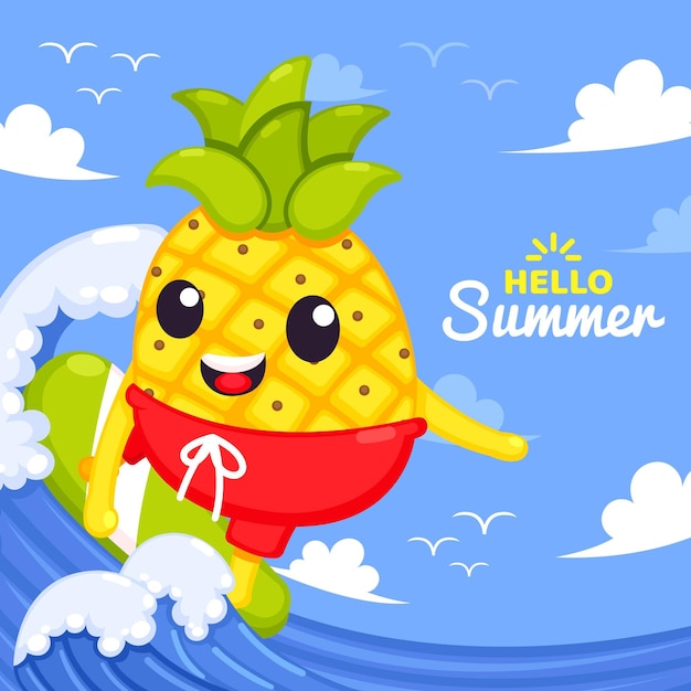 Flat design hello summer concept